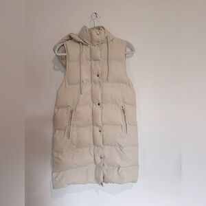 Cream Zara Long Puffy Vest